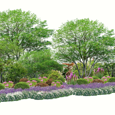 2D Flowers and Shrubs Green Belt Sketches