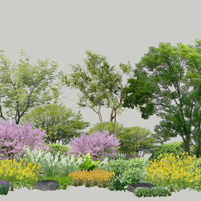 2D Flowers and Shrubs Green Belt Sketches