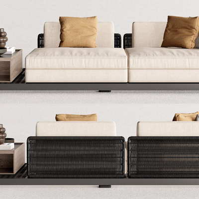 Minotti outdoor rattan sofa