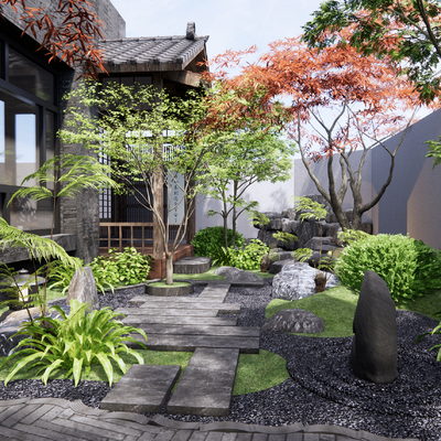 Japanese-style courtyard view