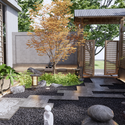 Japanese-style courtyard view