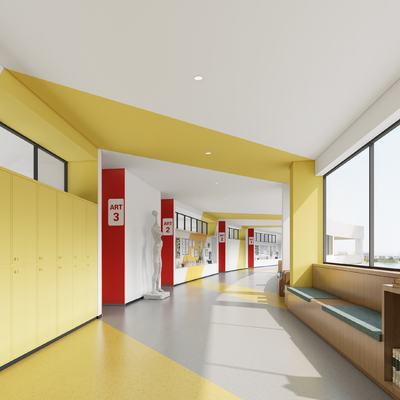 Modern classroom corridor