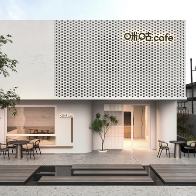 Modern coffee shop facade