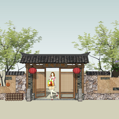 New Chinese Homestay Entry Door