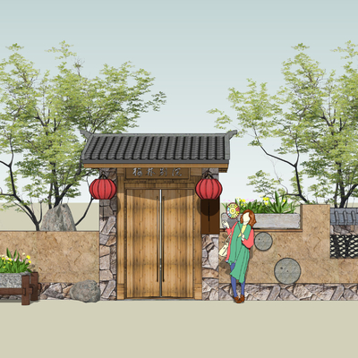 New Chinese Homestay Entry Door