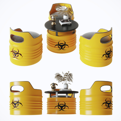 Industrial Air Oil Barrel Table Chair