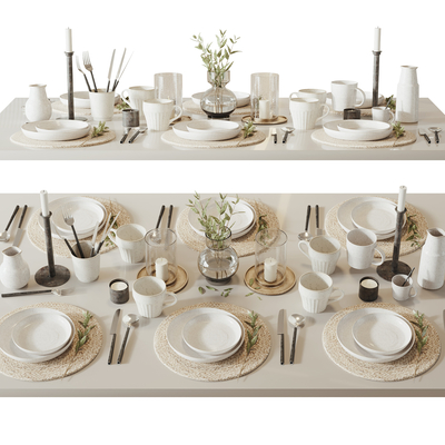 Western food tableware dishes knives and forks