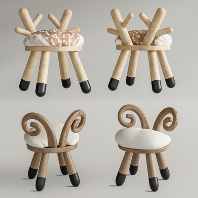 Nordic children's solid wood stool