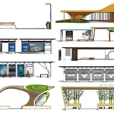 Bus stop platform waiting booth