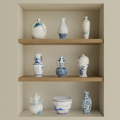 New Chinese-style Blue and White Porcelain Ceramic Jar