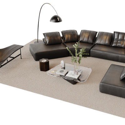 Minotti Miloti Dark Style Sofa Coffee Table Combination