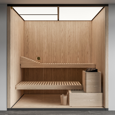 Modern sauna room SPA sweat steaming