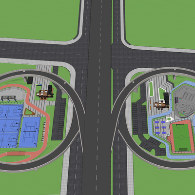 Highway Elevated Ring Road Interchange on Modern Road