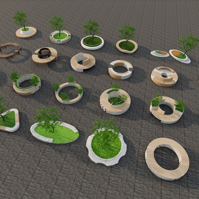 Tree Pool Seat Landscape Planting Pool