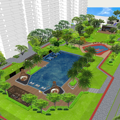 Bird's-eye view planning of residential area landscape