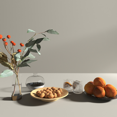 Modern fruit plate with walnut ornaments