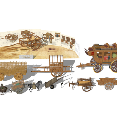 Chinese-style oxcart and carriage farm tools