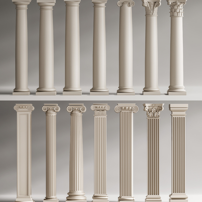 European-style carved Roman column