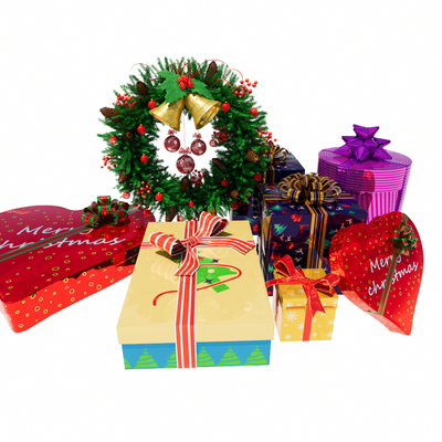 Modern Christmas wreath bell gift box