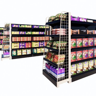 modern supermarket shelves