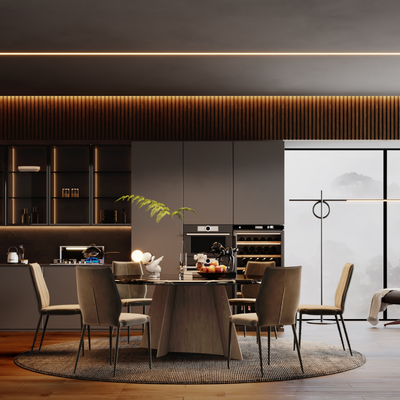 Modern Restaurant Minotti Dining Table and Chair