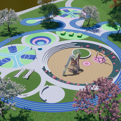 Modern Outdoor Landscape Children's Park Recreation Area Landscape