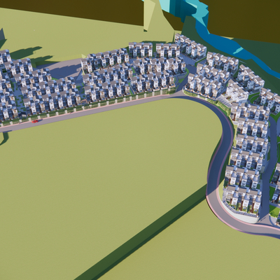 New Chinese Mountain Townhouse Aerial View