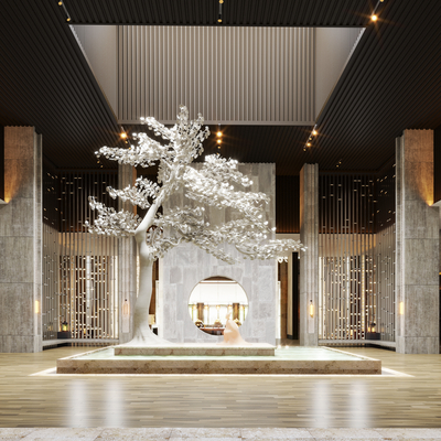 ltw design Neo-Chinese Style hotel lobby atrium