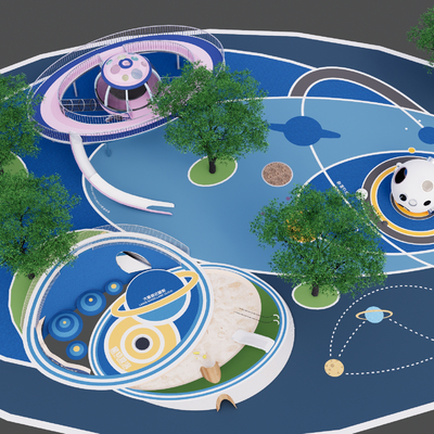 Modern Oval Planet Theme Kids Area