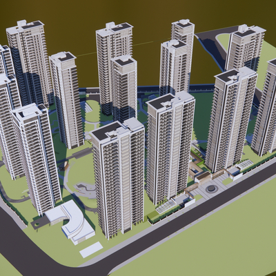 Aerial View Planning of High-rise Residential Building