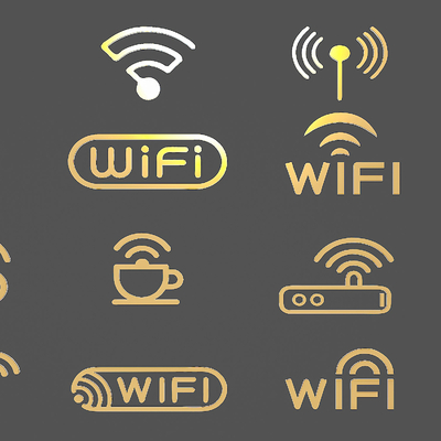 Modern service area network WIFI metal logo icon