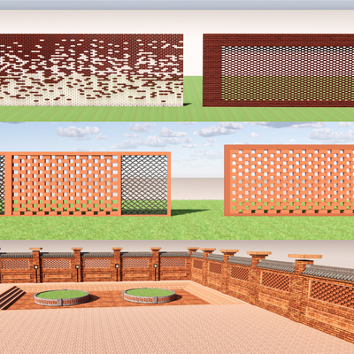 Chinese red brick fence