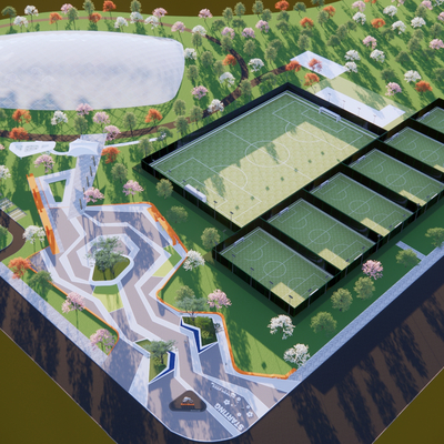 Bird's-eye view planning of sports park