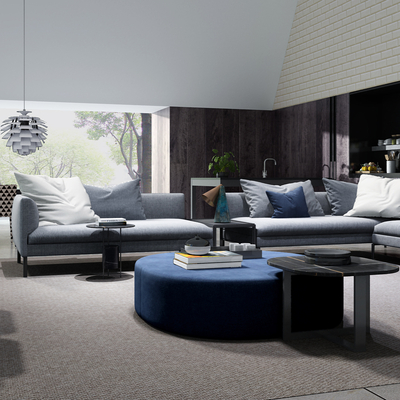 Italian Molteni & C brand modern corner sofa coffee table combination