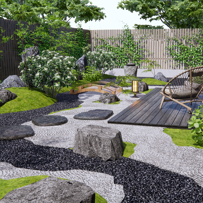 Japanese-style courtyard view