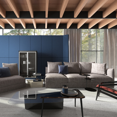 Italian Molteni & C brand modern sofa and coffee table combination