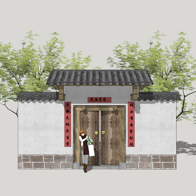 Neo-Chinese Style village entrance door patio door