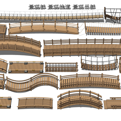 Wooden bridge trestle bridge landscape bridge arch bridge