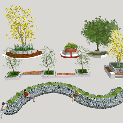 Landscape tree pool flower bed stool