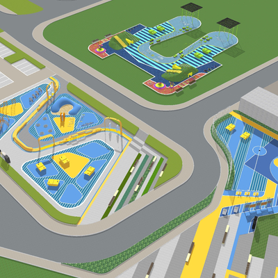 Bird's-eye view planning of modern children's play area