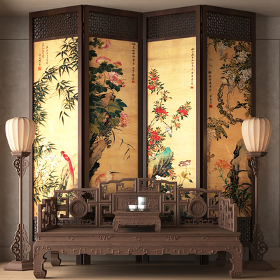 Chinese-style Luohan bed screen partition