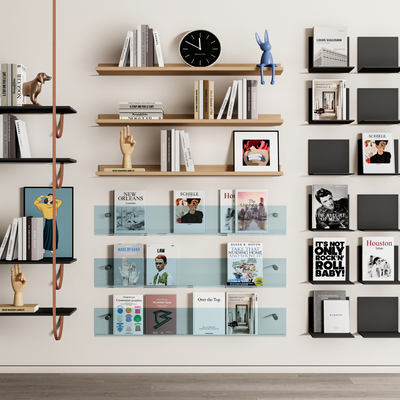 Wall-mounted bookshelf magazine rack