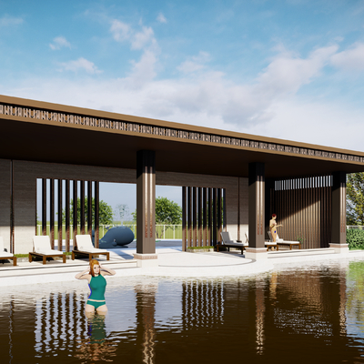 New Chinese-style porch Natatorium