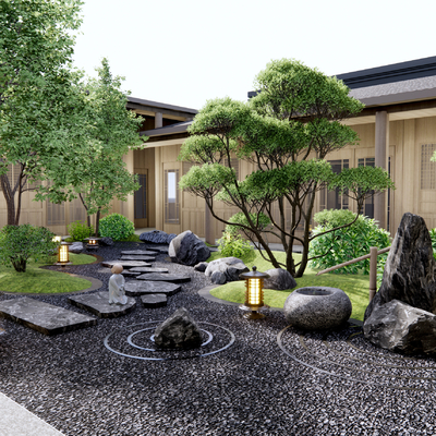 Neo-Chinese Style Dry Landscape Courtyard Garden