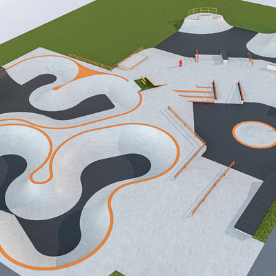 Modern Skateboard Park Skateboarding Ground