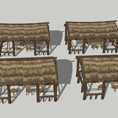 Natural wind outdoor thatched hut wooden hut