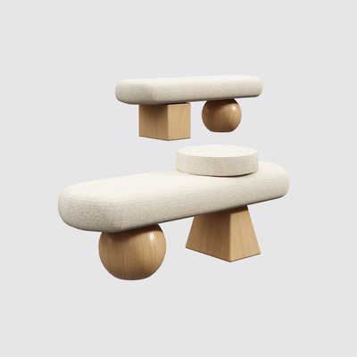 Cream Style bed end stool pedal