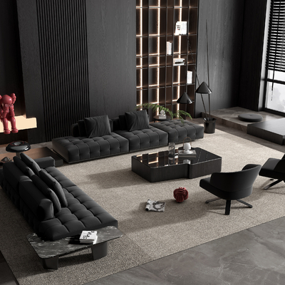 Minotti Dark Style Sofa Coffee Table Combination