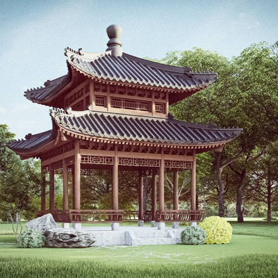 Chinese style square pavilion