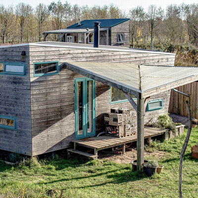 Appearance of industrial wind wooden house